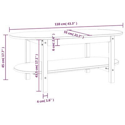 vidaXL Tavolino da Salotto Grigio 110x55x45 cm Legno Massello di Pino