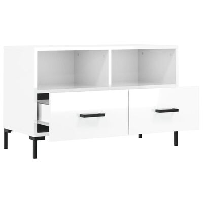 vidaXL Mobile Porta TV Bianco Lucido 80x36x50 cm in Legno Multistrato