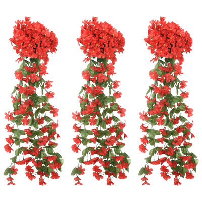 vidaXL Ghirlande Fiori Artificiali Natale 3 pz Rosso 85 cm