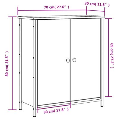 vidaXL Credenza Rovere Fumo 70x30x80 cm in Legno Multistrato