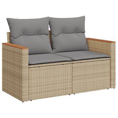 vidaXL Set Divano da Giardino 9 pz con Cuscini Beige Misto Polyrattan