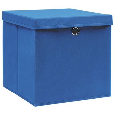 vidaXL Contenitori con Coperchi 4 pz 28x28x28 cm Blu