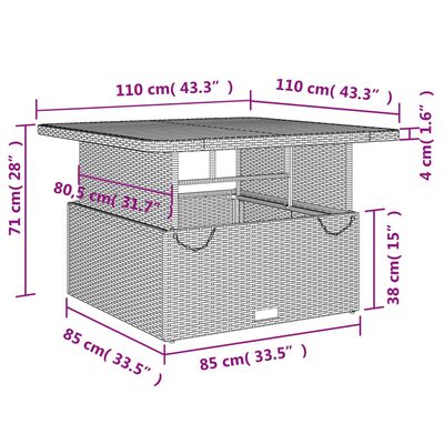 vidaXL Set da Pranzo da Giardino 4 pz con Cuscini in Polyrattan Grigio