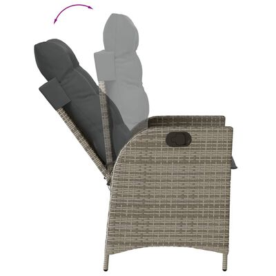 vidaXL Set da Pranzo da Giardino 3 pz con Cuscini in Polyrattan Grigio