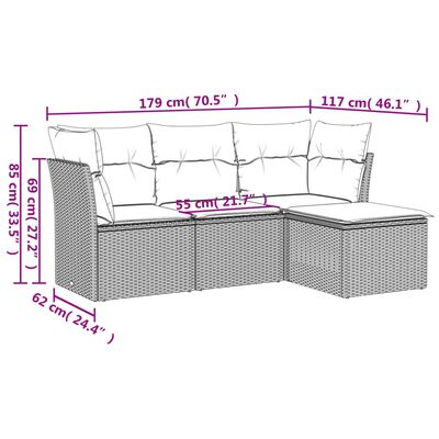 vidaXL Set Divano da Giardino 4 pz con Cuscini Beige in Polyrattan