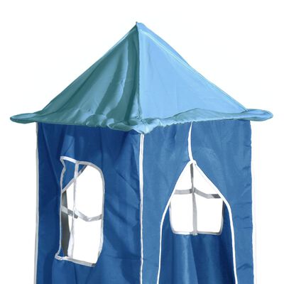 vidaXL Letto a Castello con Scivolo e Tende Blu 80x200 cm