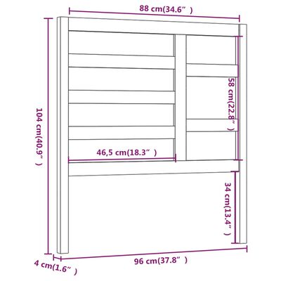 vidaXL Testiera per Letto Grigia 96x4x104 cm in Legno Massello di Pino