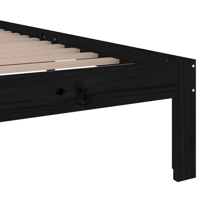 vidaXL Giroletto Nero in Legno Massello 90x190 cm Single