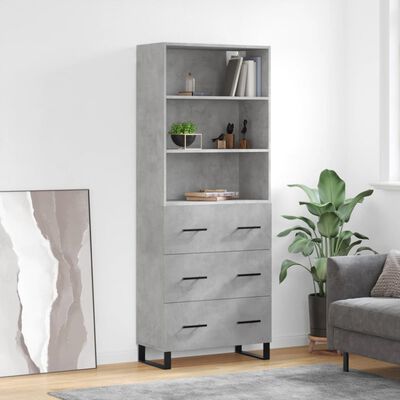 vidaXL Credenza Grigio Cemento 69,5x34x180 cm in Legno Multistrato