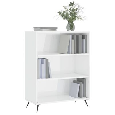 vidaXL Libreria Bianco Lucido 69,5x32,5x90 cm in Legno Multistrato