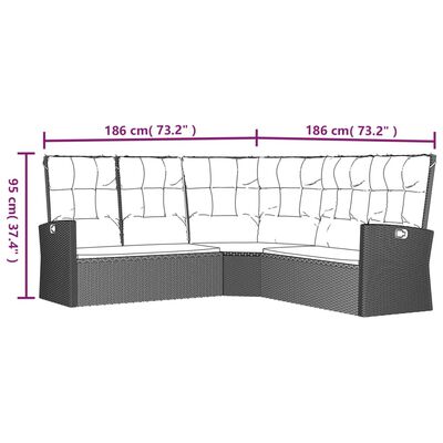 vidaXL Set Divani da Giardino 4 pz con Cuscini in Polyrattan Grigio