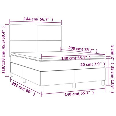 vidaXL Giroletto a Molle con Materasso Marrone Scuro 140x200cm Tessuto