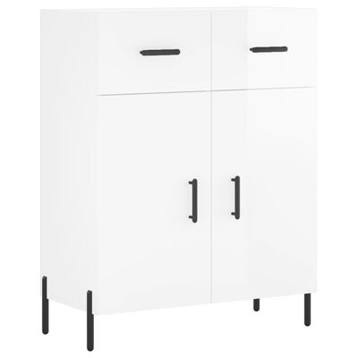 vidaXL Credenza 69,5x34x90 cm in Legno Multistrato Bianco Lucido