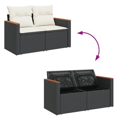 vidaXL Set Divani da Giardino 14pz con Cuscini in Polyrattan Nero