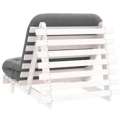 vidaXL Divano Letto Futon con Materasso Bianco 80x206x11cm Legno Pino