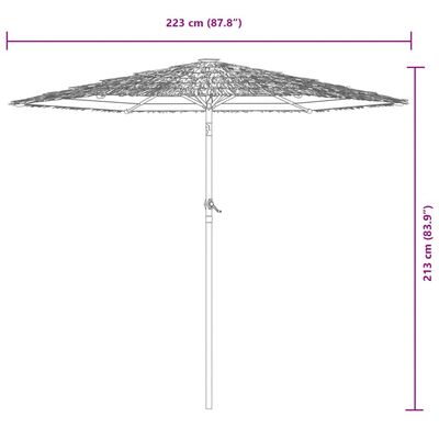 vidaXL Ombrellone Giardino LED e Palo in Acciaio Marrone 223x223x213cm