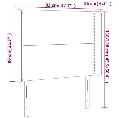 vidaXL Testiera ad Orecchio Grigio Scuro 83x16x118/128 cm in Velluto