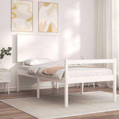 vidaXL Letto per Anziani Bianco Testiera Small Single Legno Massello