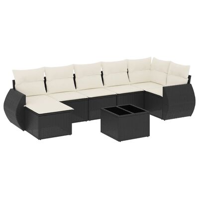 vidaXL Set Divani da Giardino con Cuscini 8 pz Nero in Polyrattan