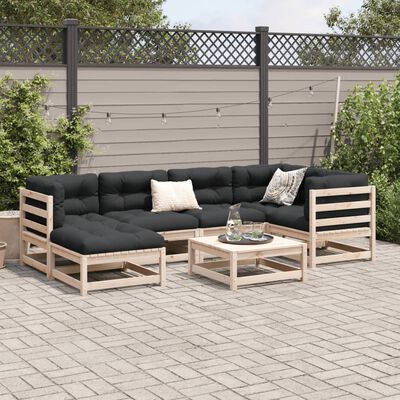 vidaXL Set Divani da Giardino 7 pz con Cuscini Legno Massello di Pino