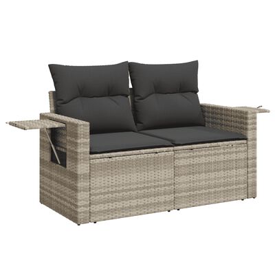 vidaXL Set Divano da Giardino 9pz con Cuscini Grigio Chiaro Polyrattan