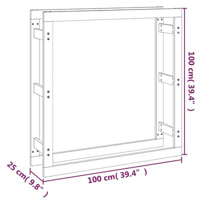 vidaXL Portalegna Grigio 100x25x100 cm in Legno Massello di Pino