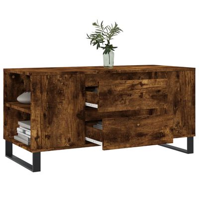 vidaXL Tavolino da Salotto Rovere Fumo 102x44,5x50cm Legno Multistrato