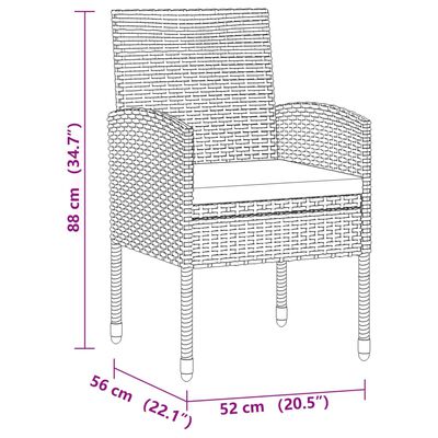 vidaXL Set da Pranzo per Esterni 9 pz in Polyrattan Nero