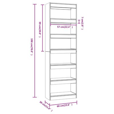 vidaXL Libreria/Divisorio Bianco Lucido 60x30x198 cm