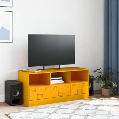 vidaXL Mobile Porta TV Giallo Senape 99x39x44 cm in Acciaio