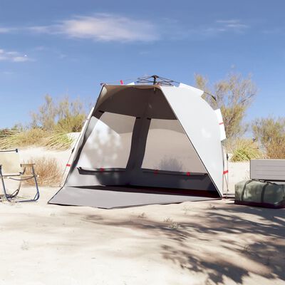 vidaXL Tenda da Spiaggia 3 Persone Grigio Rilascio Rapido Impermeabile