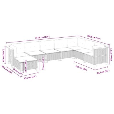 vidaXL Set Divano da Giardino 8 pz con Cuscini Grigio in Polyrattan