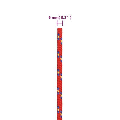 vidaXL Corda per barca Rossa 6 mm 50 m in Polipropilene