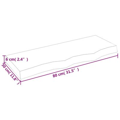 vidaXL Ripiano Marrone Scuro 80x30x(2-6) cm Massello Rovere Trattato