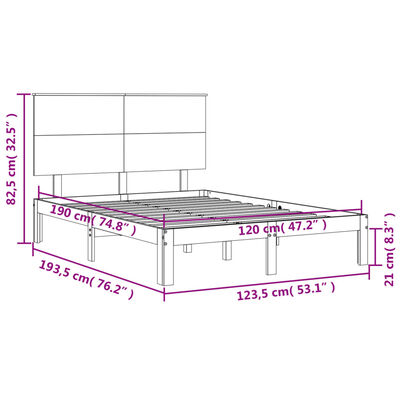 vidaXL Giroletto con Testiera Bianco Small Double Legno Massello