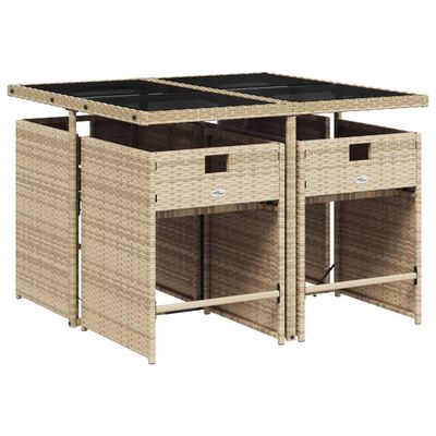 vidaXL Set Pranzo da Giardino 5 pz con Cuscini Beige Misto Polyrattan