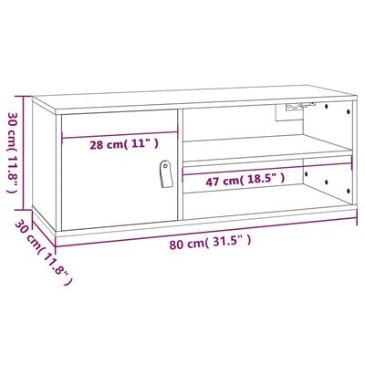 vidaXL Pensile ambra 80x30x30 cm in Legno Massello di Pino