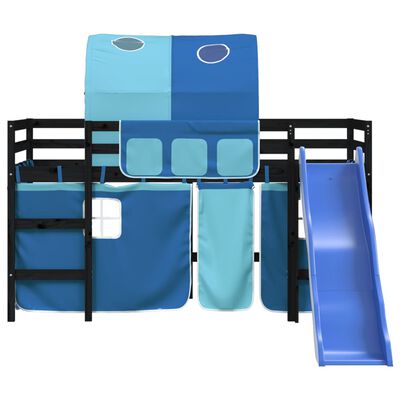 vidaXL Letto a Soppalco con Tunnel Bambini Blu 80x200cm Massello Pino