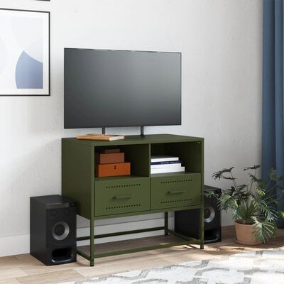 vidaXL Mobile TV Verde Oliva 68x39x60,5 cm in Acciaio