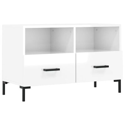 vidaXL Mobile Porta TV Bianco Lucido 80x36x50 cm in Legno Multistrato