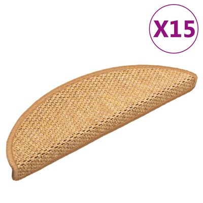 vidaXL Tappeti Autoadesivi Scale Aspetto Sisal 15 pz 56x17x3 cm Sisal