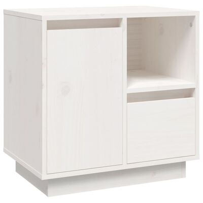 vidaXL Comodino Bianco 50x34x50 cm in Legno Massello di Pino