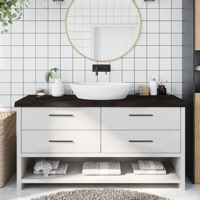 vidaXL Piano Bagno Marrone Scuro 160x50x(2-6)cm Legno Trattato