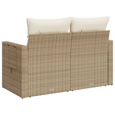 vidaXL Divano da Giardino con Cuscini a 2 Posti Beige in Polyrattan