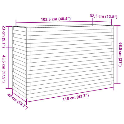 vidaXL Fioriera da Giardino 110x40x68,5 cm in Legno di Pino Impregnato