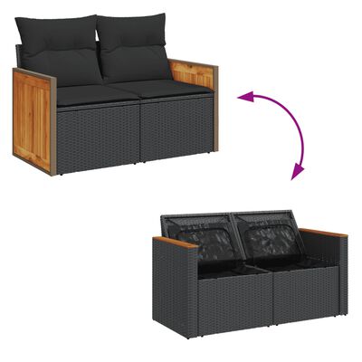 vidaXL Set Divani da Giardino 13pz con Cuscini Nero in Polyrattan