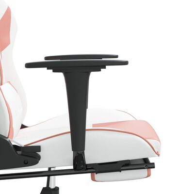 vidaXL Sedia da Gaming con Poggiapiedi Bianco e Rosa in Similpelle