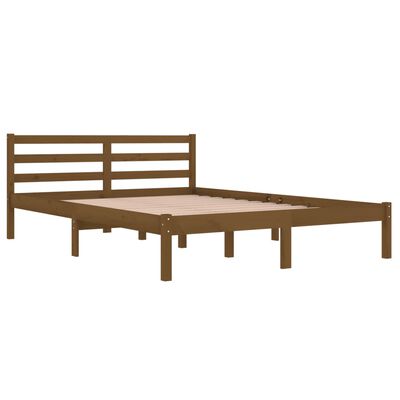 vidaXL Telaio Letto in Legno Massello di Pino 140x200 cm Marrone Ambra