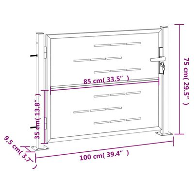 vidaXL Cancello da Giardino 100x75 cm in Acciaio Inossidabile