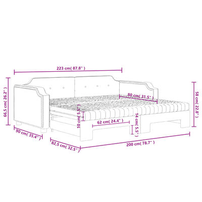 vidaXL Divano Letto Estraibile con Materassi Crema 80x200 cm Tessuto